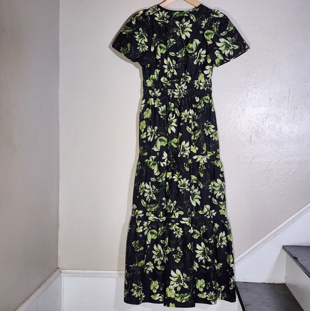 Anthropologie Floral Black and Green Maxi Dress - Picture 3 of 5